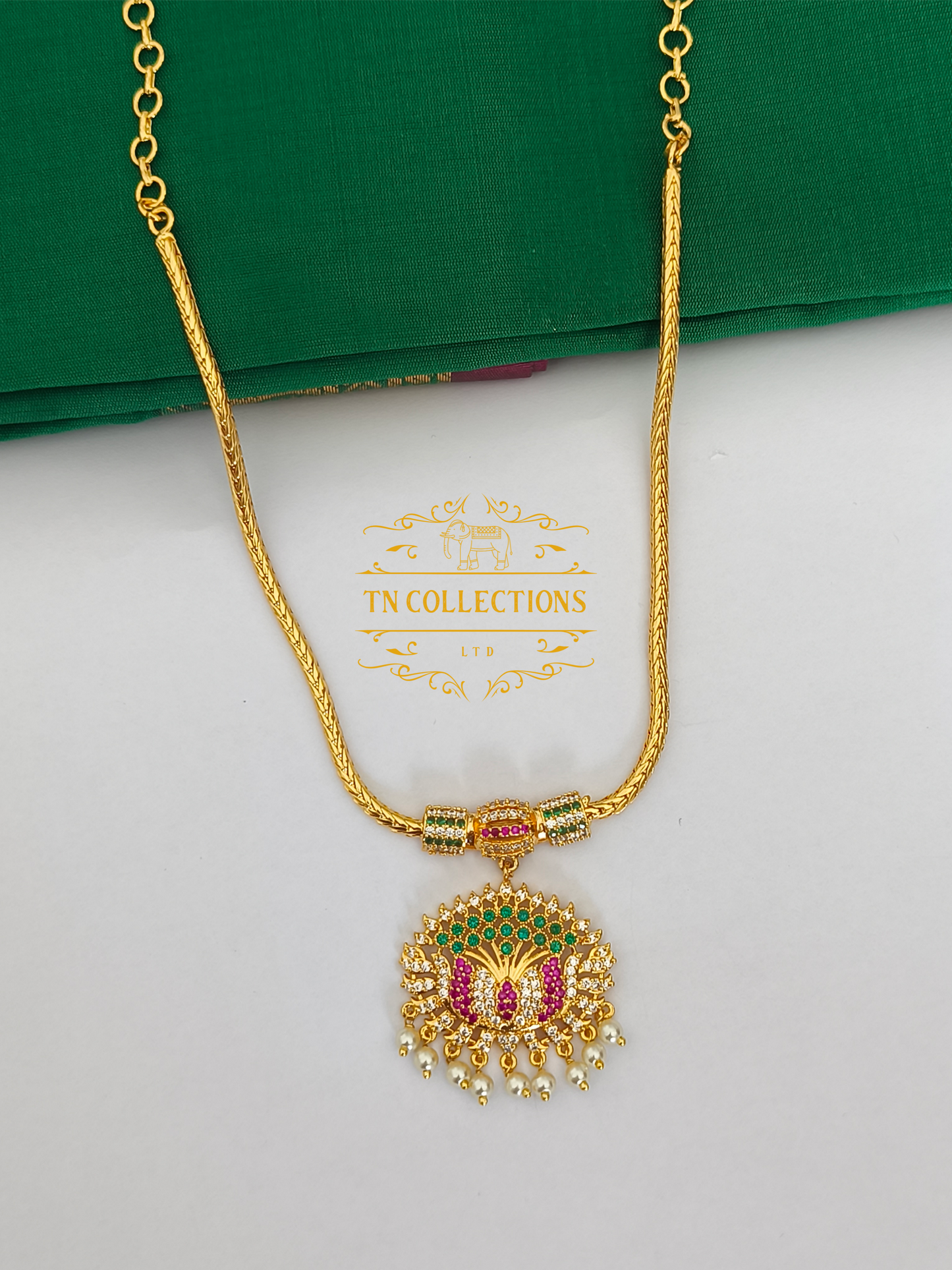 Micro Gold-Plated Traditional Necklace (Attiyal) Multicoloured