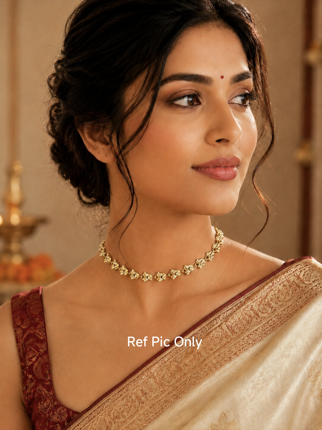 Micro Gold-Plated Impon Choker Necklace (Full white stones)