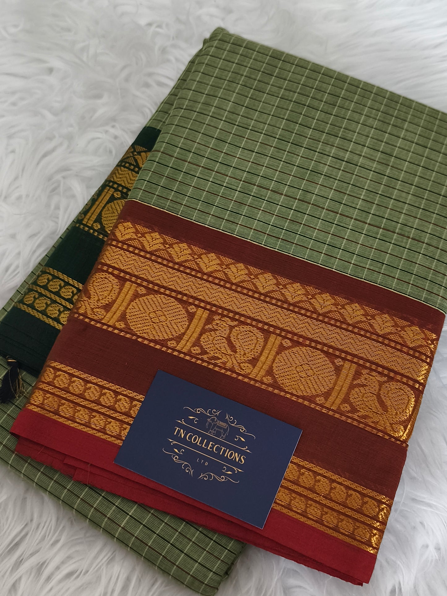 Pure Handloom kanchi cotton Kattam Saree