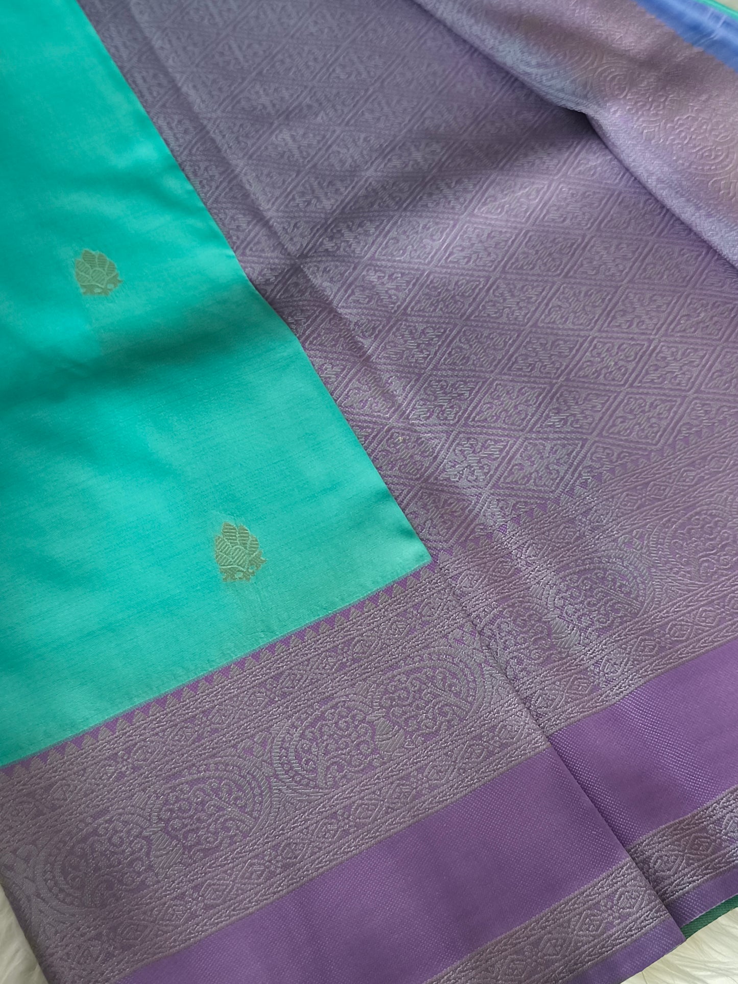 Kanchi Semi Silk Saree with contrast blouse