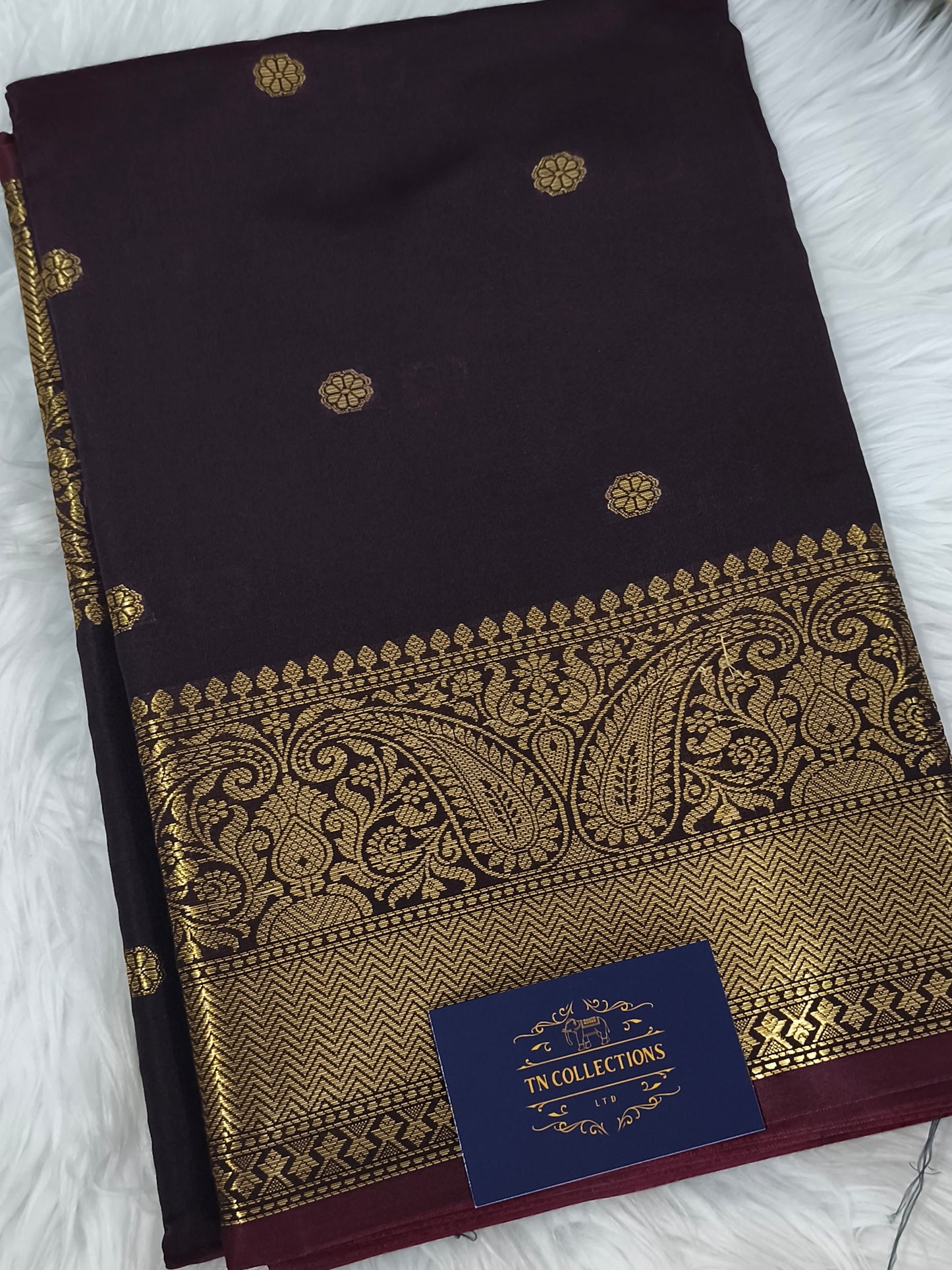 Dark Brown Banarasi Semi kataan Soft Silk