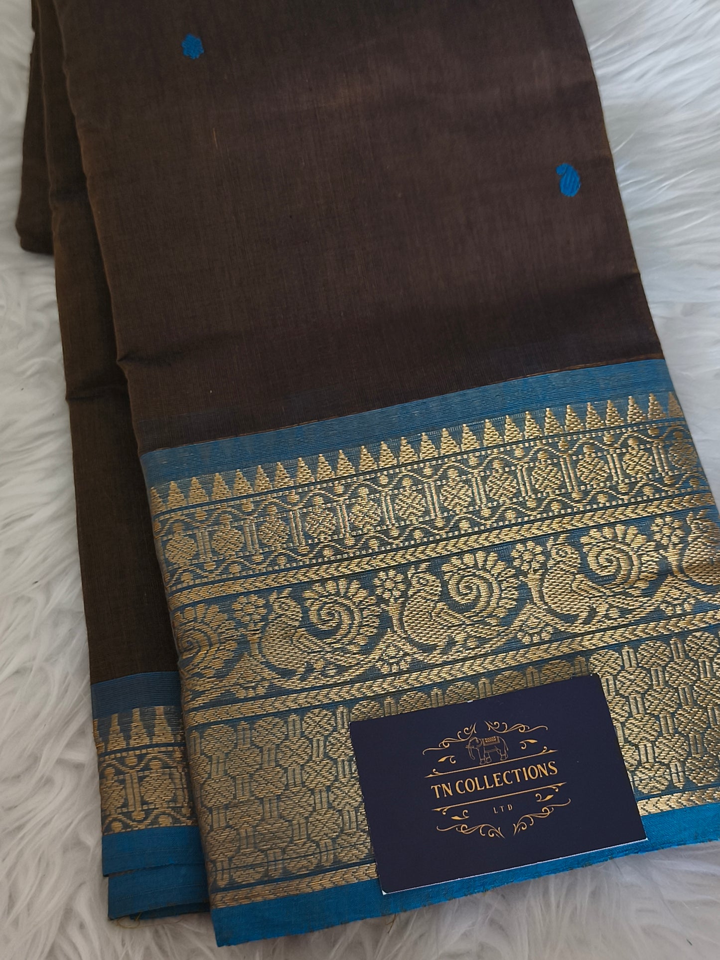 Pure kanchi Cotton Saree (Brown)
