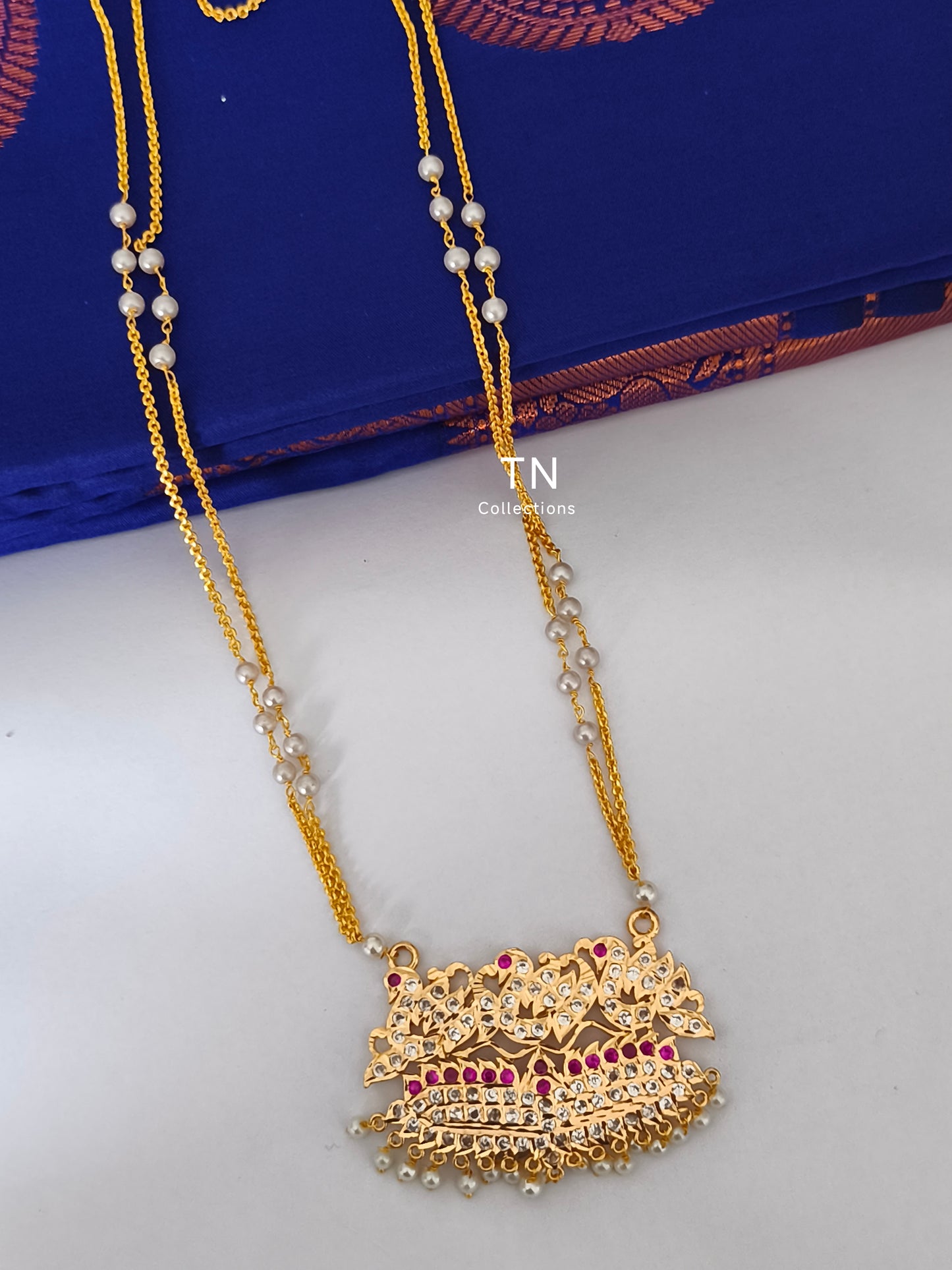 Micro gold plated Traditional Pathakkam with pearl chain