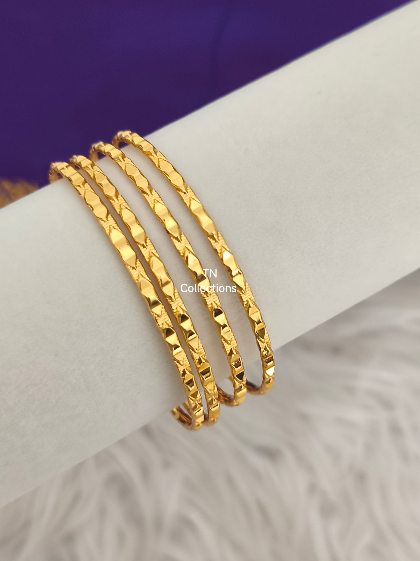 Micro Gold Plated Slim Bombay Bangles Set