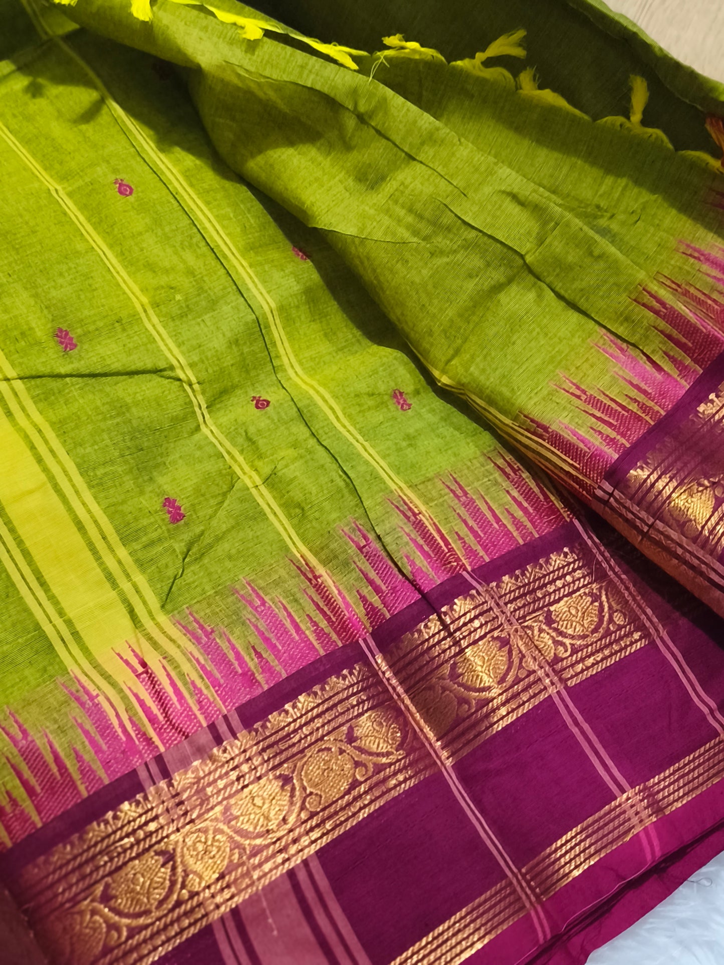 Green Traditional Pure Kanchi Cotton Saree