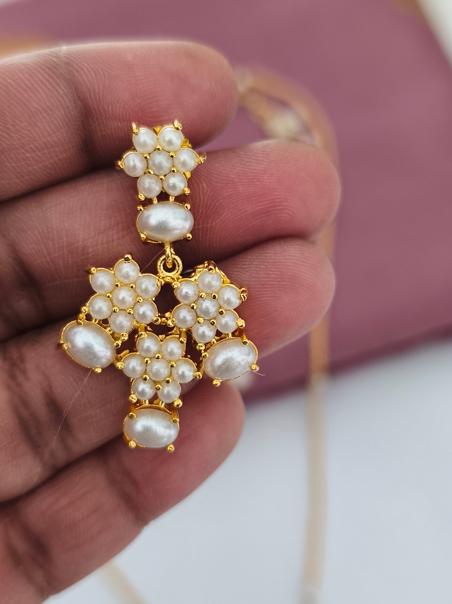 Micro gold plated Shell Pearl Pathakkam Set
