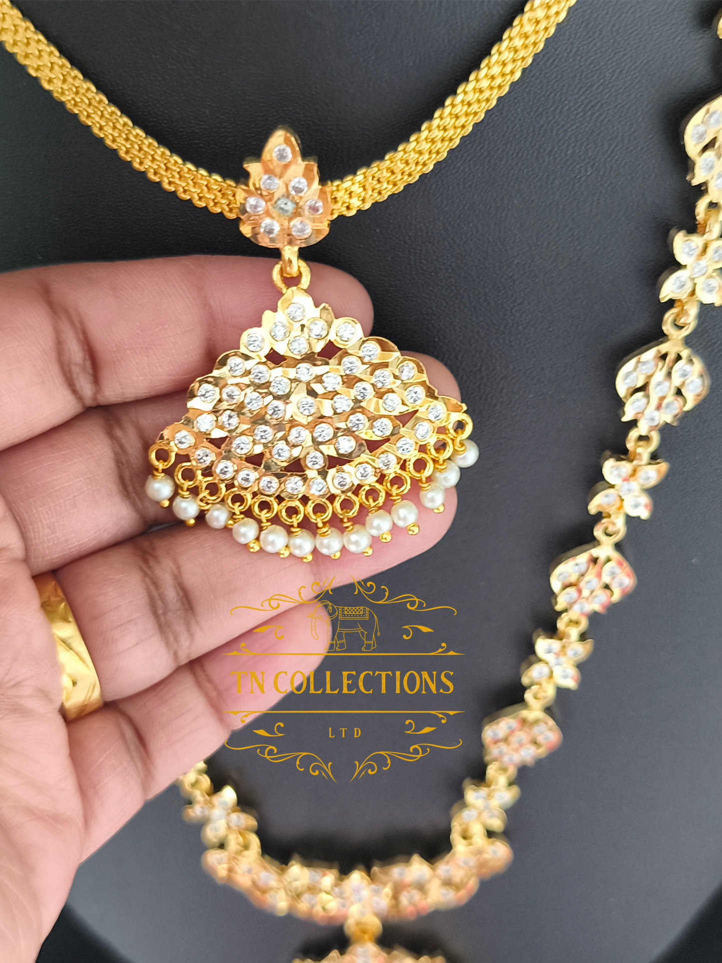 Micro Gold-Plated Traditional Semi Bridal Set (Full white stones)