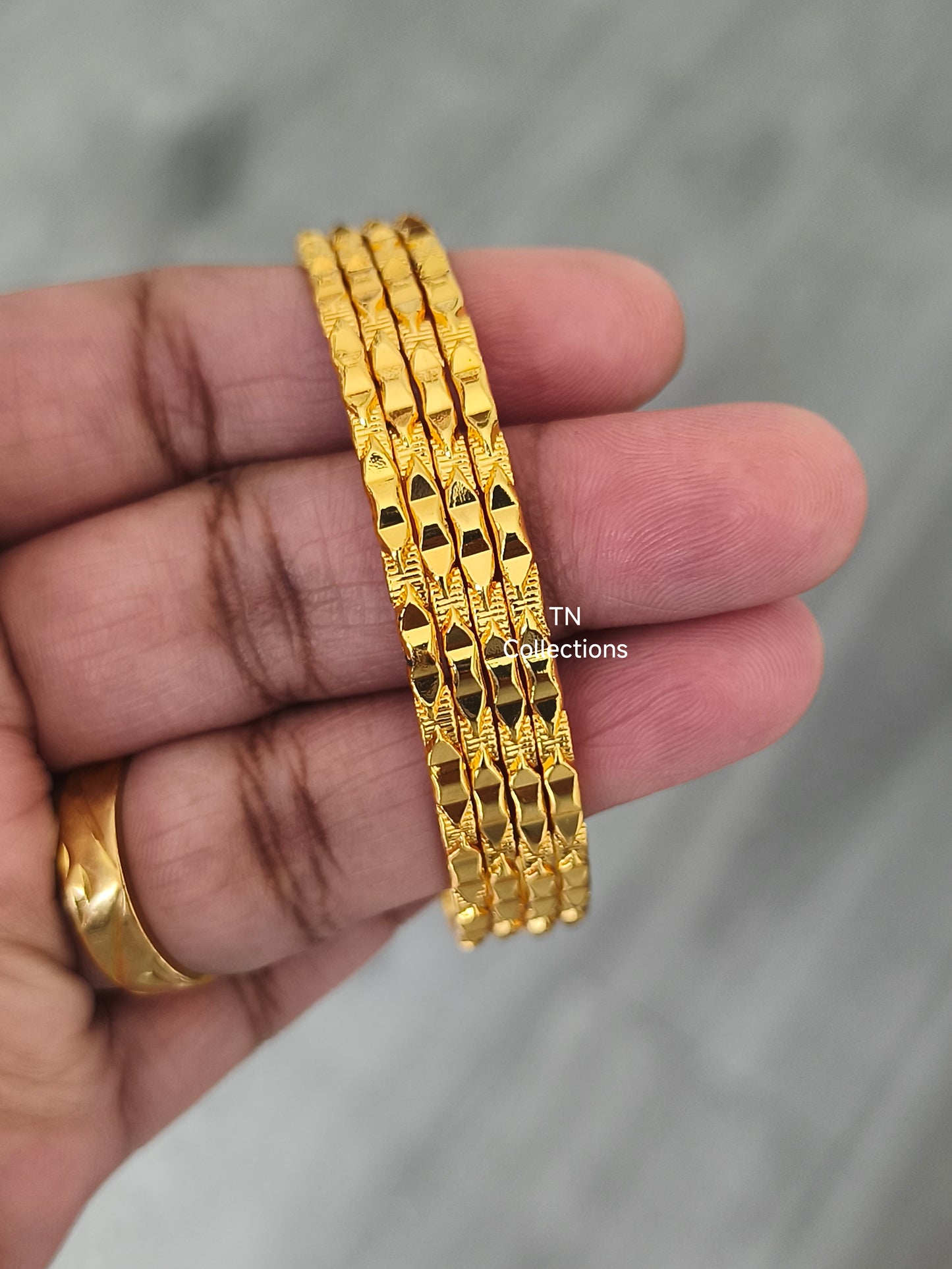Micro Gold Plated Slim Bombay Bangles Set