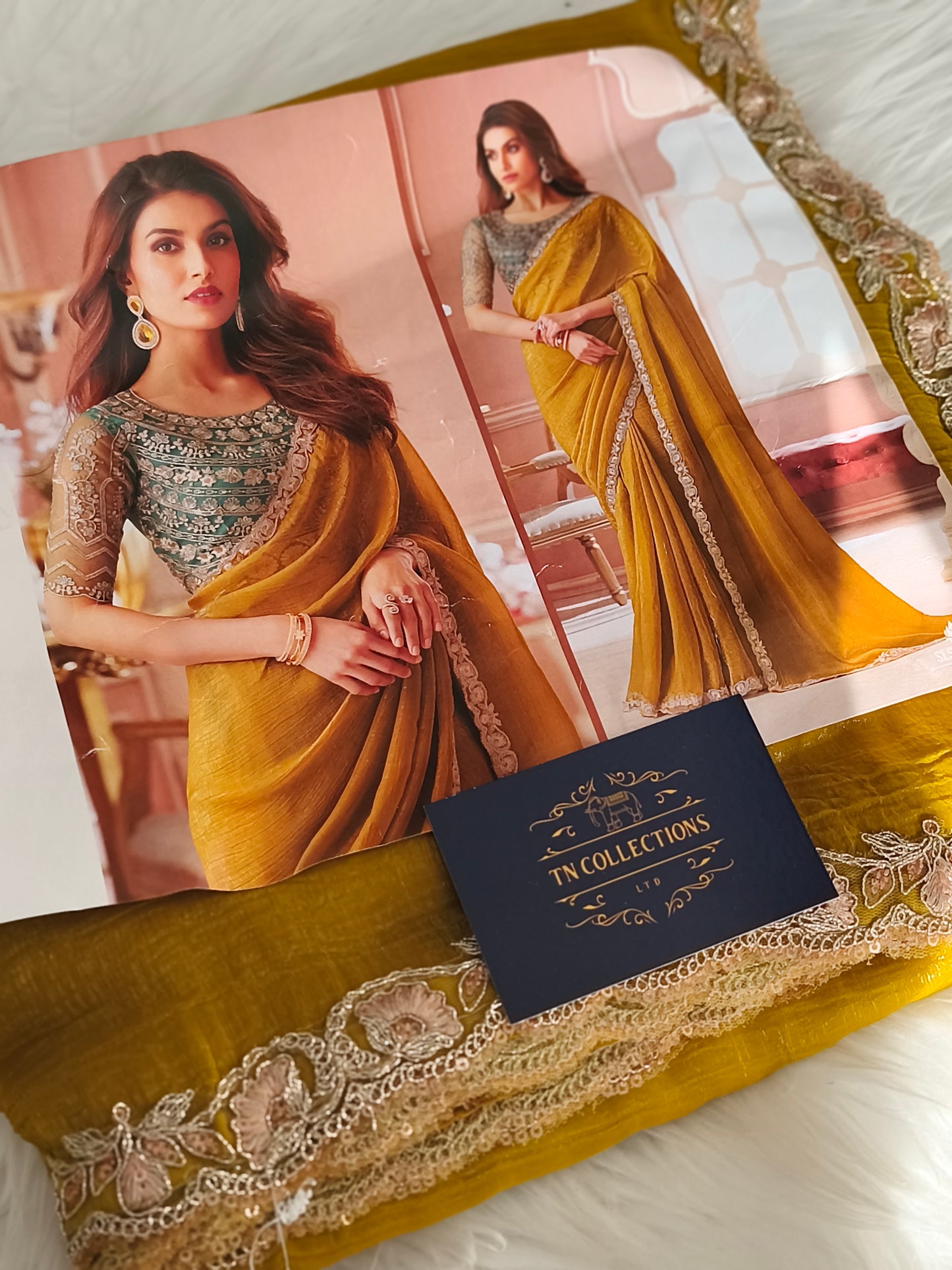 Designer Party Saree with Banglori work blouse material