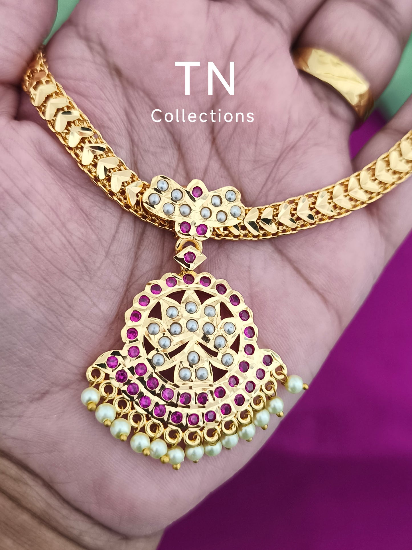 Micro gold plated traditional design Attiyal (necklace)