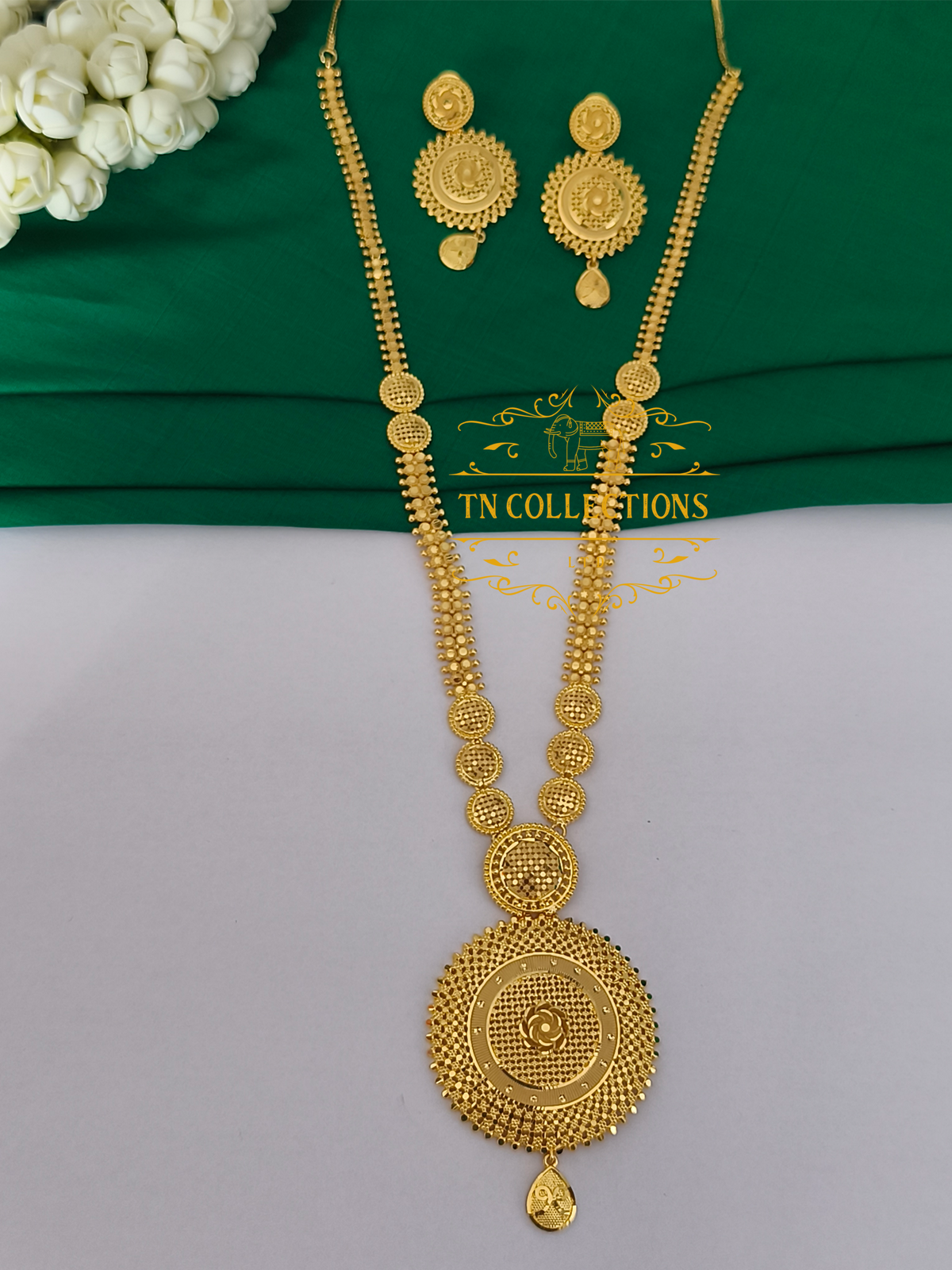 One Gram Gold Forming Haaram with Earrings