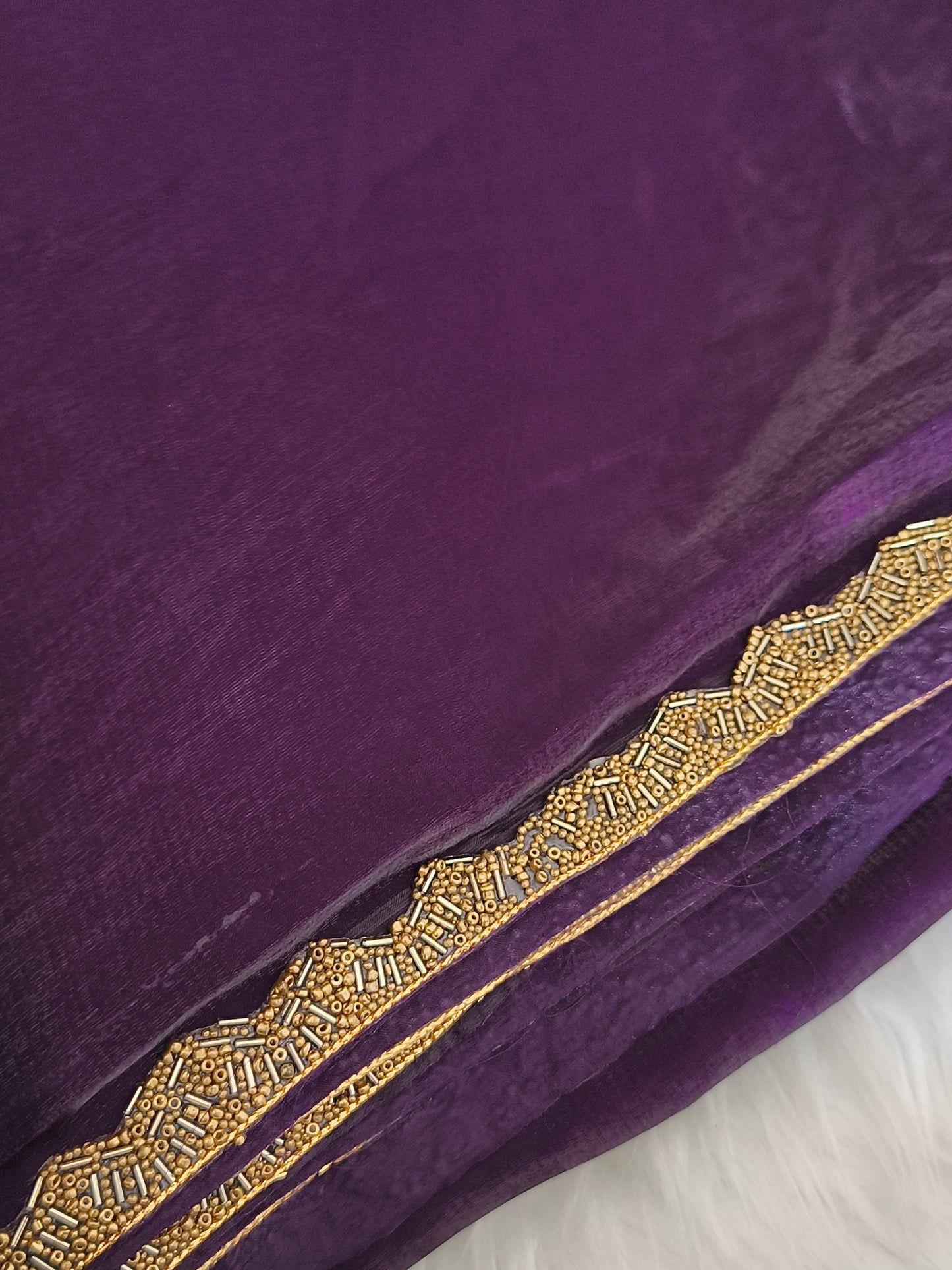 Dark Purple Soft Fendy Chiffon Party Saree