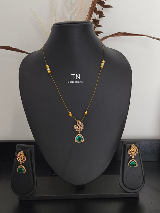 Matte Finish Indo western Invisible Necklace with earrings