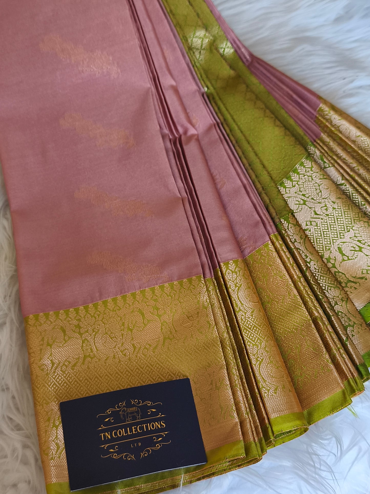 Dusty Pink Kanjivaram Semi Silk Saree