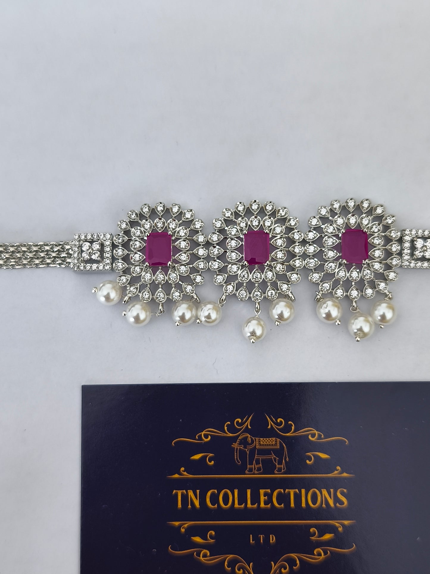 Silver Finish Choker Necklace set