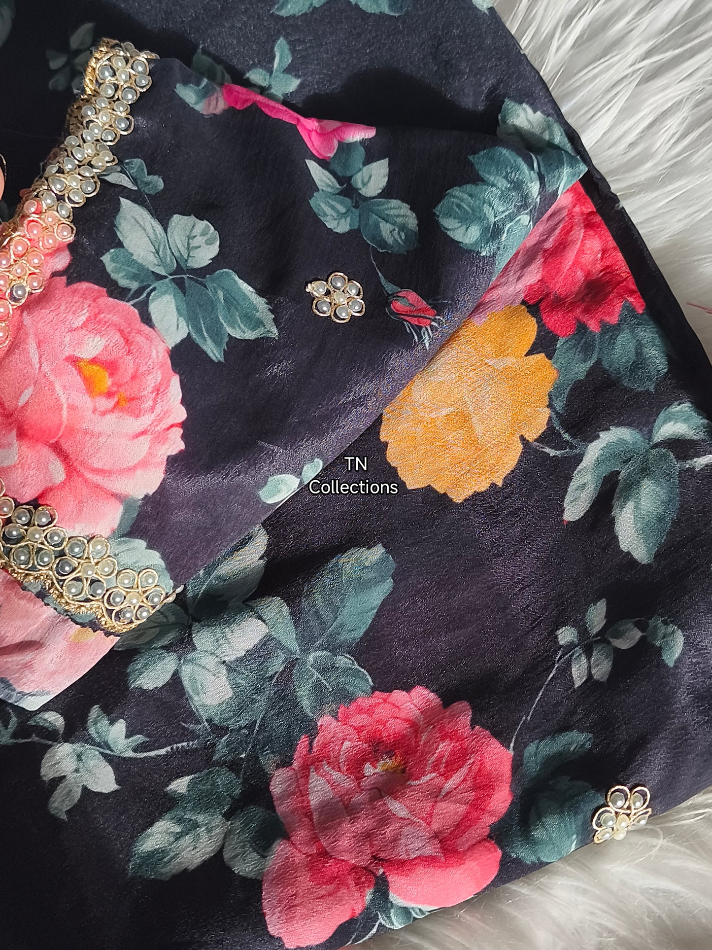 Black Floral Party Saree