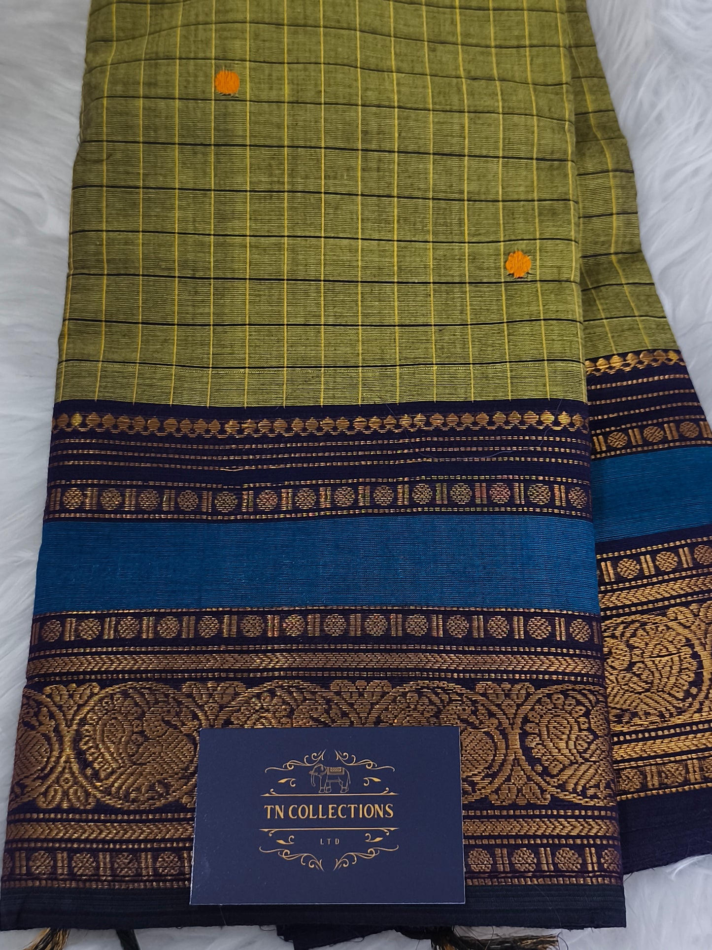 Pure handloom checked design kanchi cotton saree