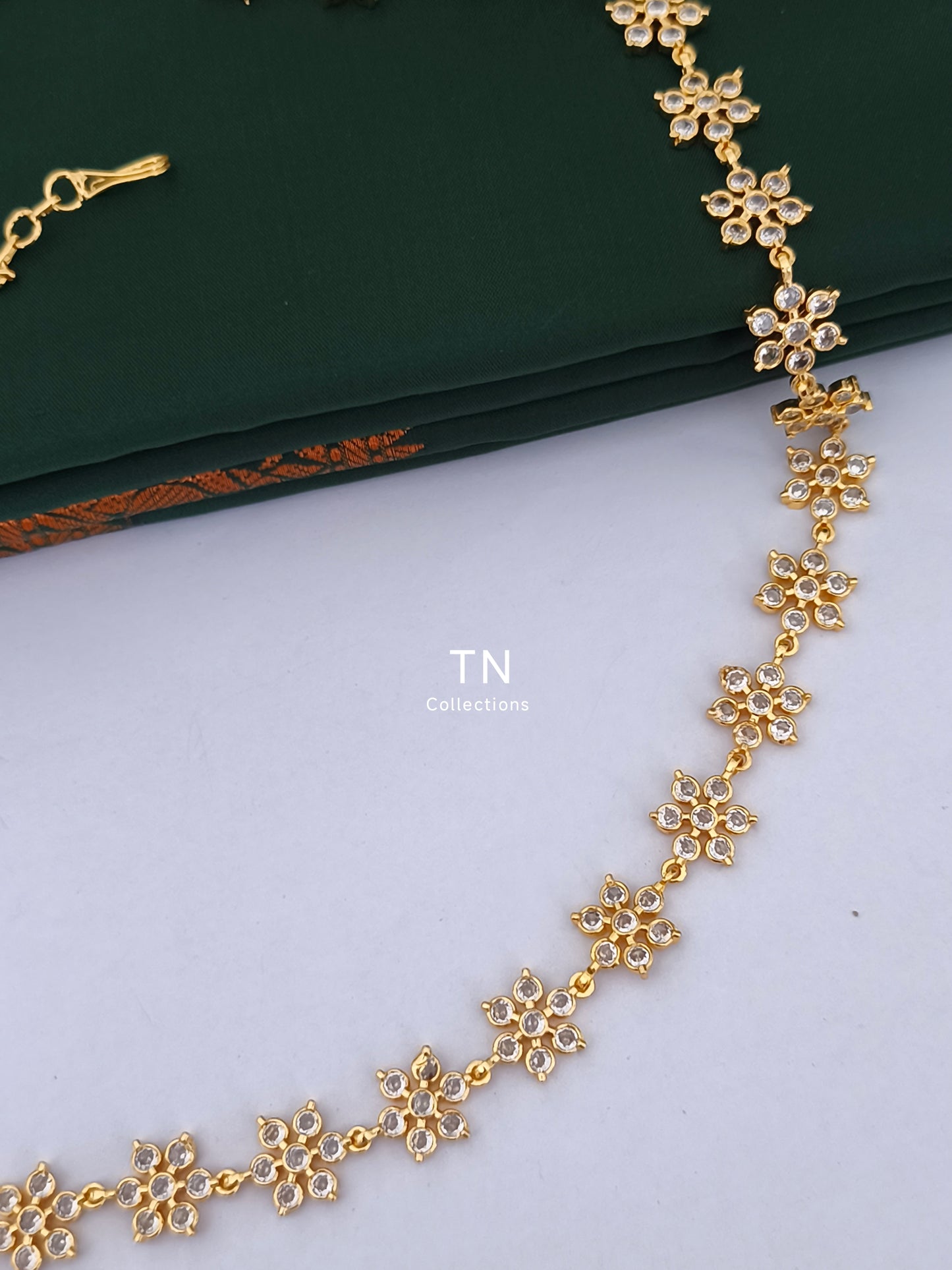 Micro gold plated Flower Design Hip Chain (Full White)
