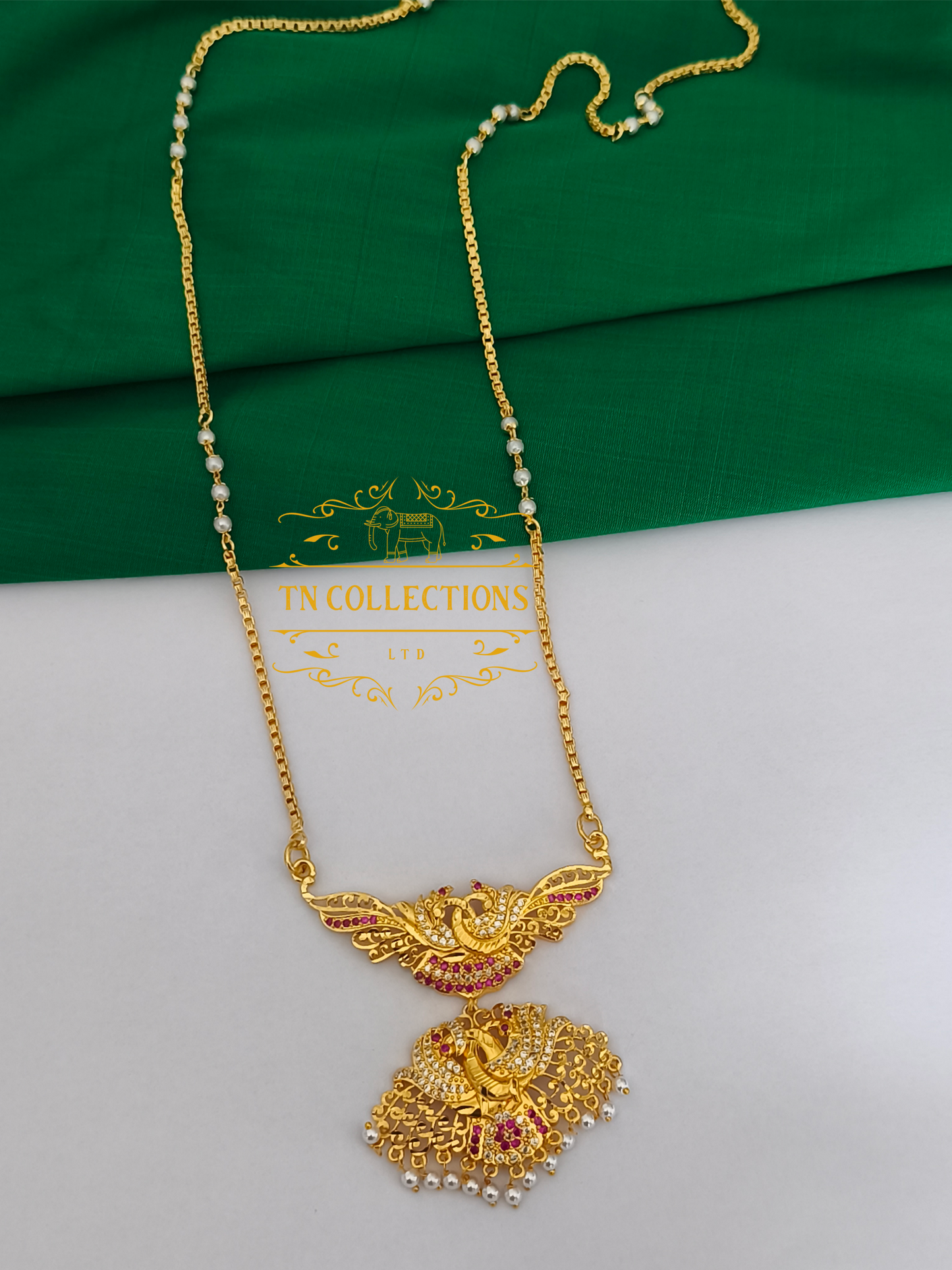 Micro Gold-Plated Traditional Pathakkam with single layer pearl chain