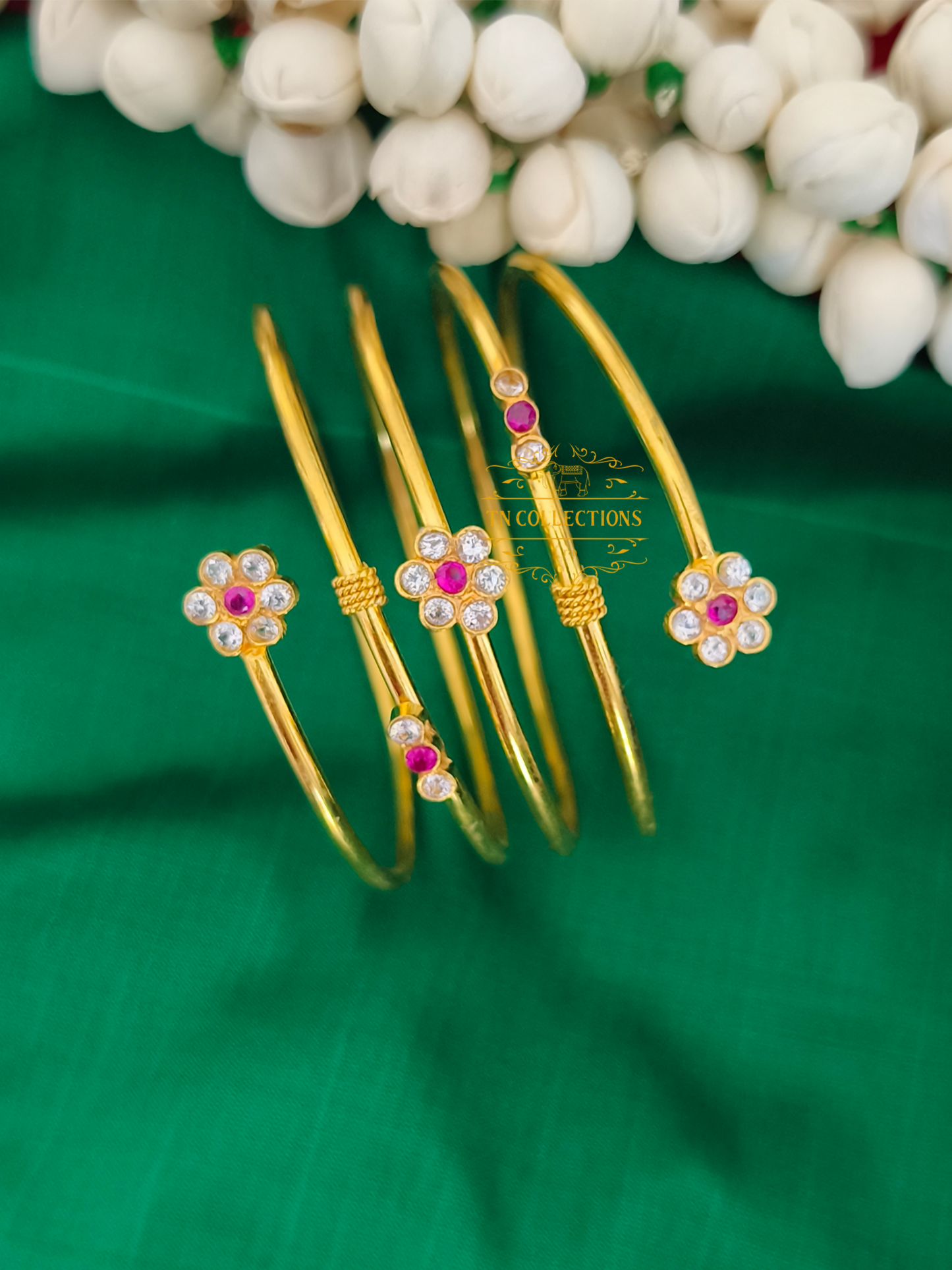 22ct Gold plated Traditional Bangle (Floral Design)