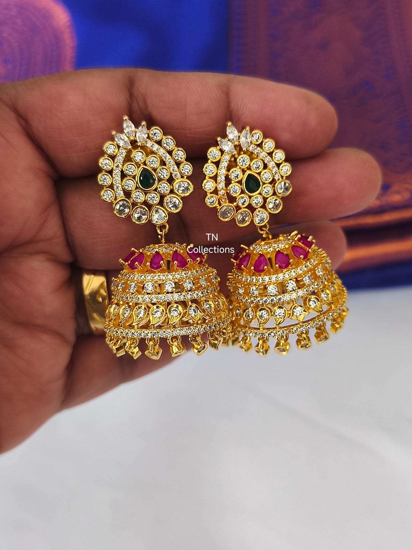 AD Gold Finish Traditional Earrings