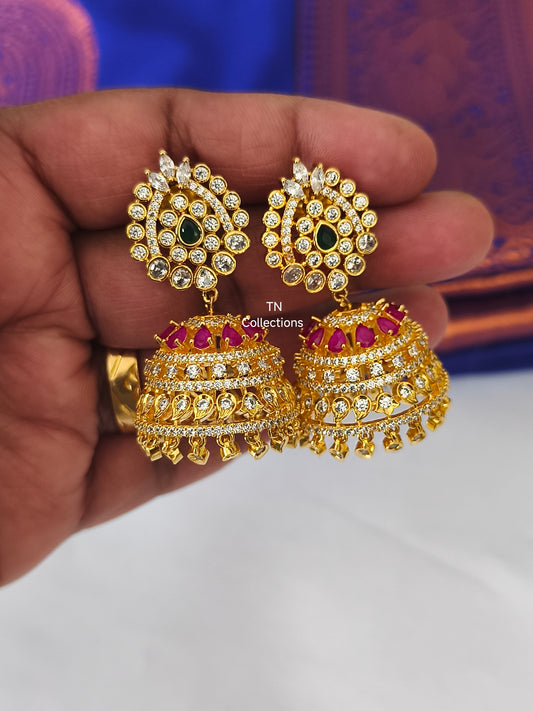 AD Gold Finish Traditional Earrings