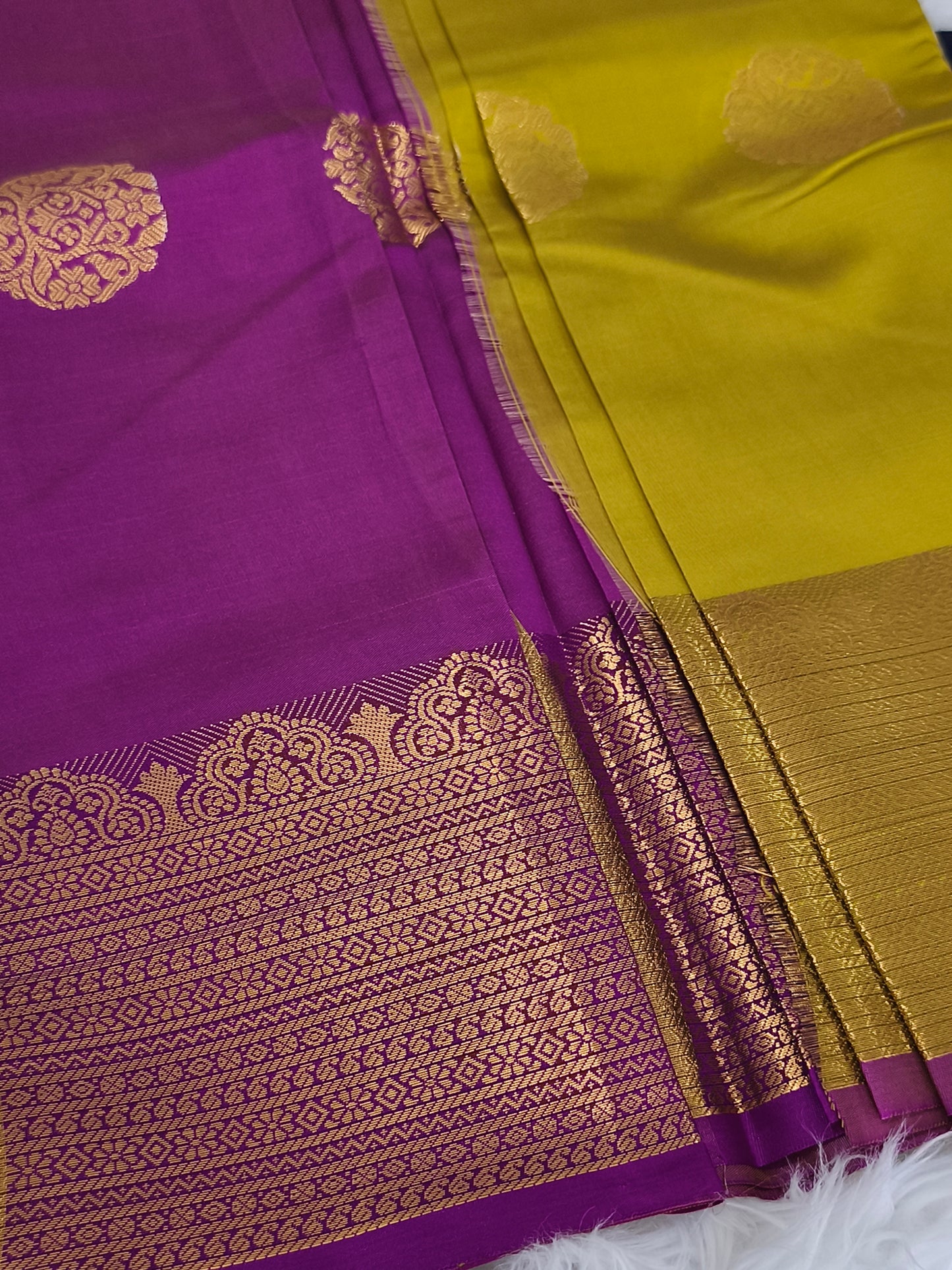 Luxury Semi Soft Silk Saree (Olive Green)