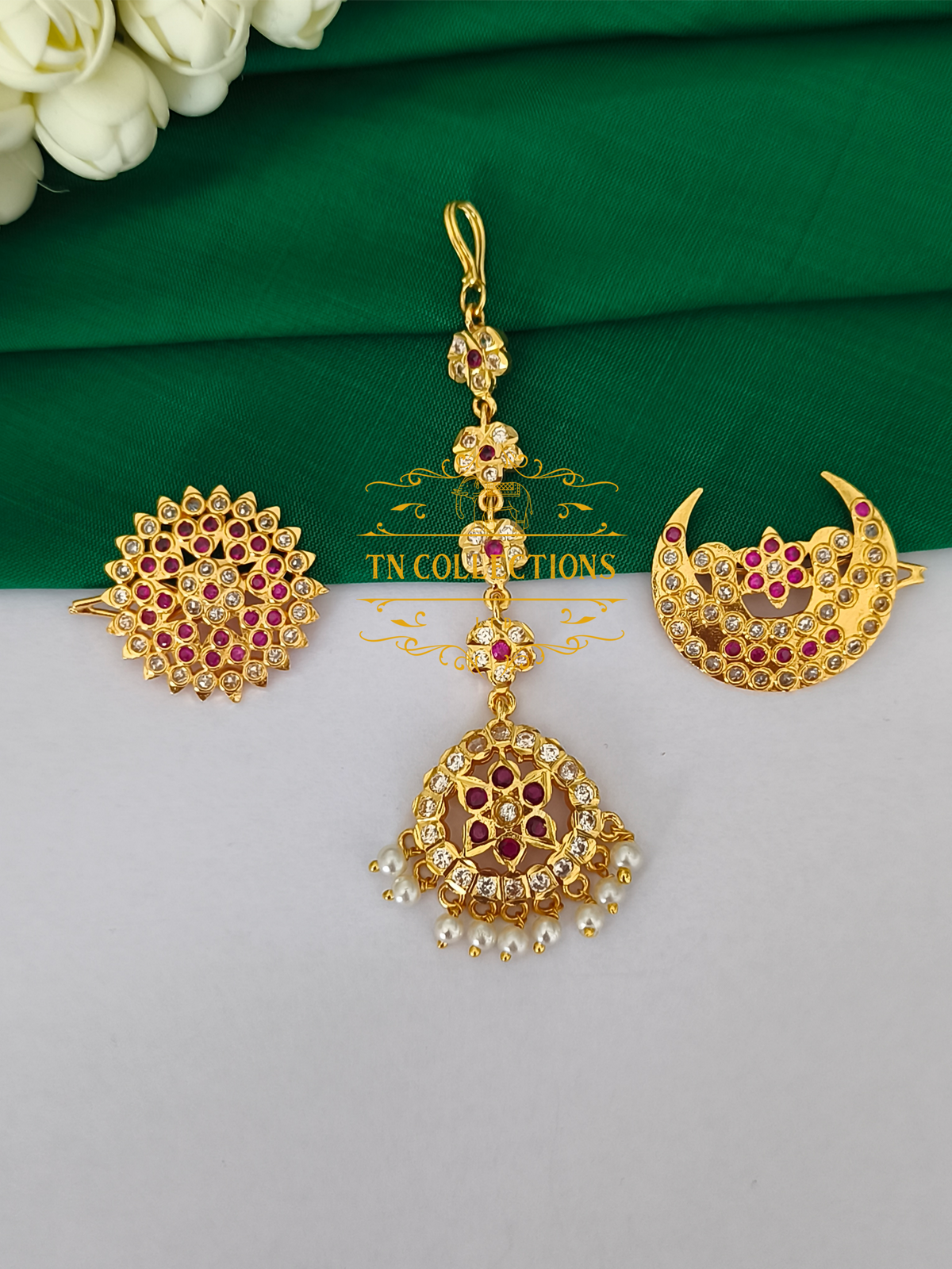 Micro Gold Finish Sun & Moon Bridal Hair Accessories Set