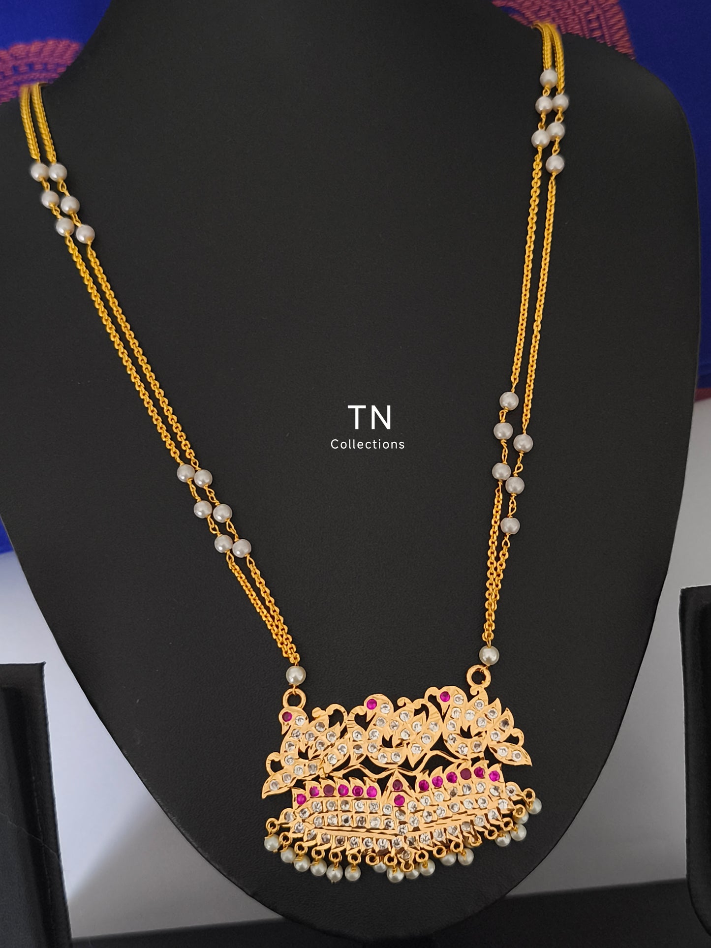 Micro gold plated Traditional Pathakkam with pearl chain