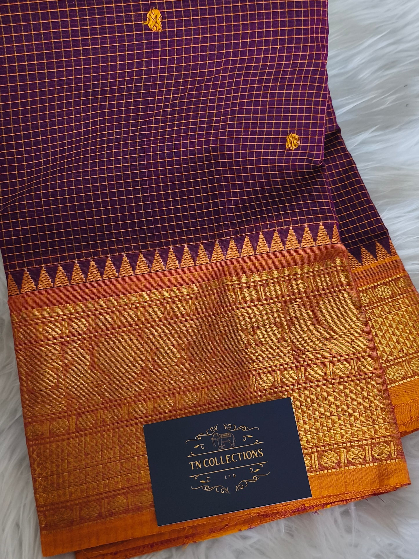 Pure Handloom checked Kanchi Cotton Saree