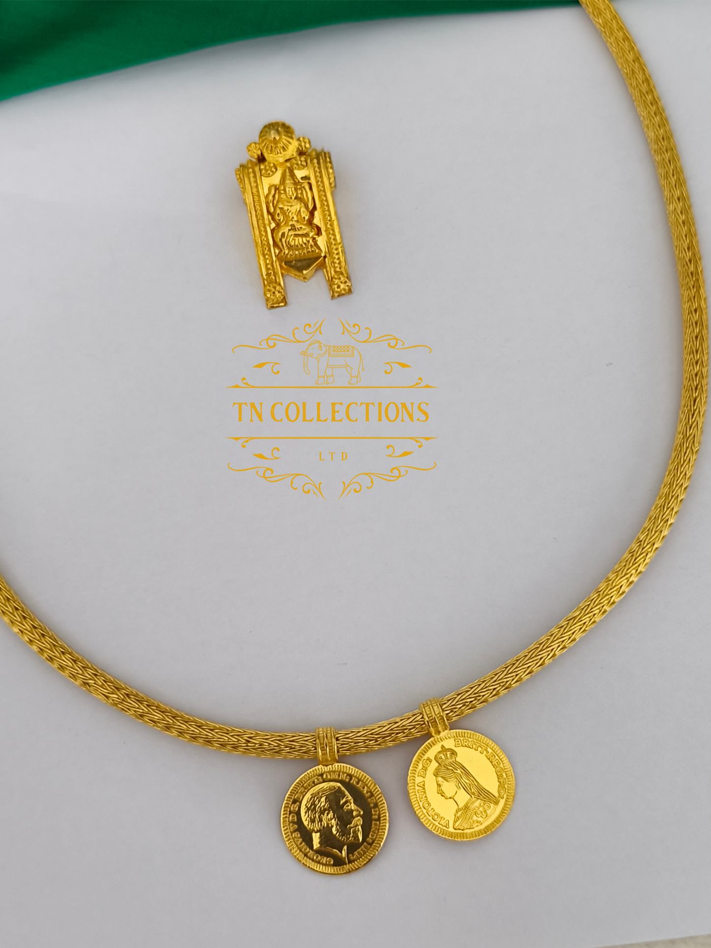 22ct Gold Plated Traditional Hindu Thalikodi with Amman thali & Coins (15- 19 Pawn thickness)