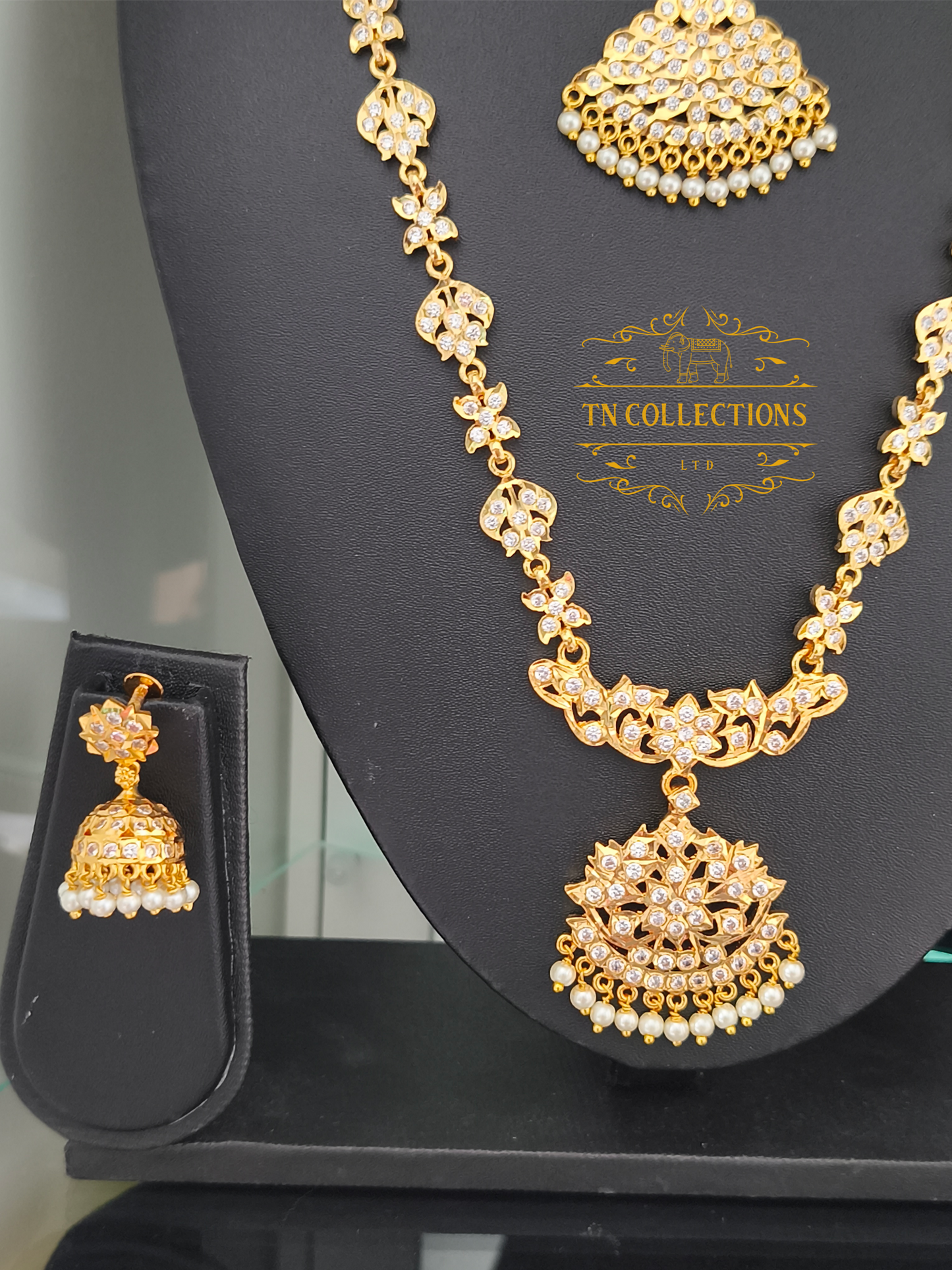 Micro Gold-Plated Traditional Semi Bridal Set (Full white stones)