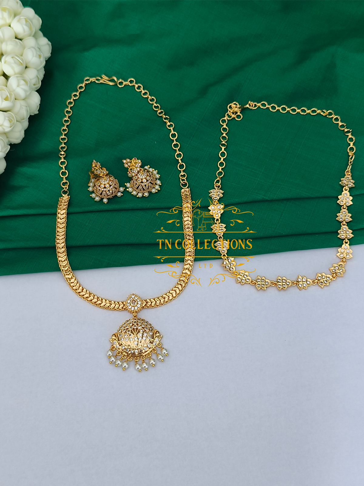 Micro Gold Finish Statement Necklace Set