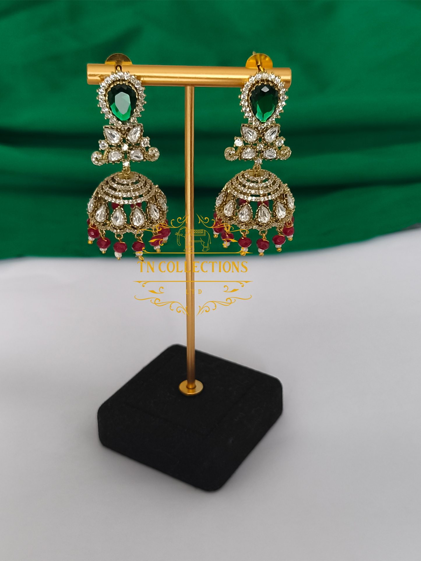 Antique Polish cz AD kundan stone Jumkas