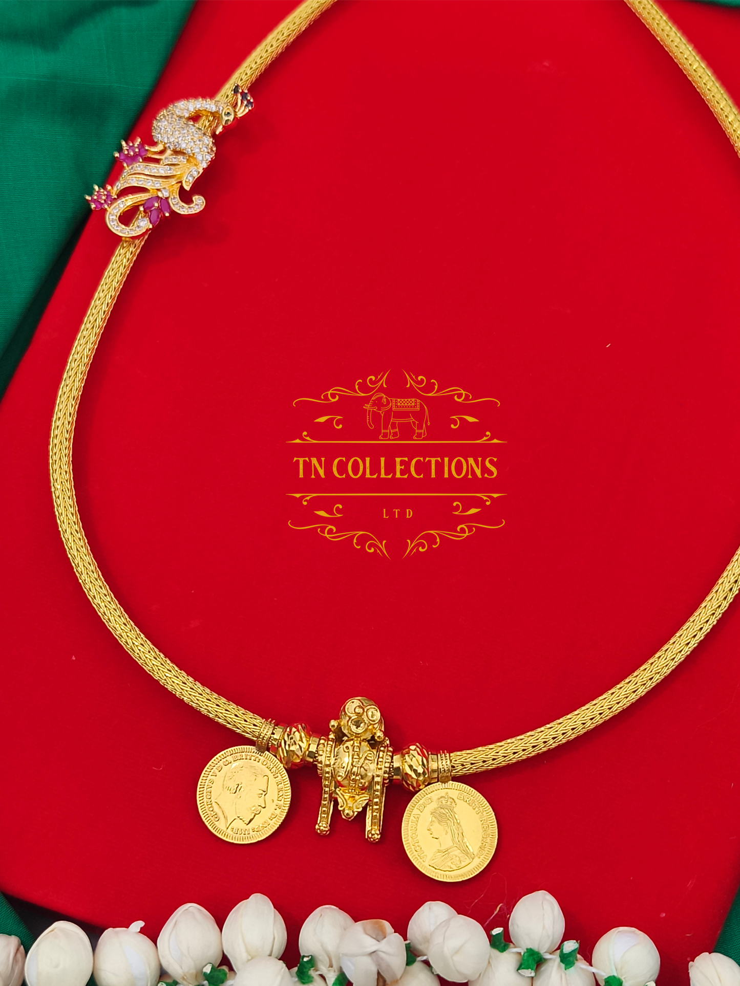 22ct Gold plated Traditional Vaira Thalikodi with kombu thali (Peacock Design Mugappu)