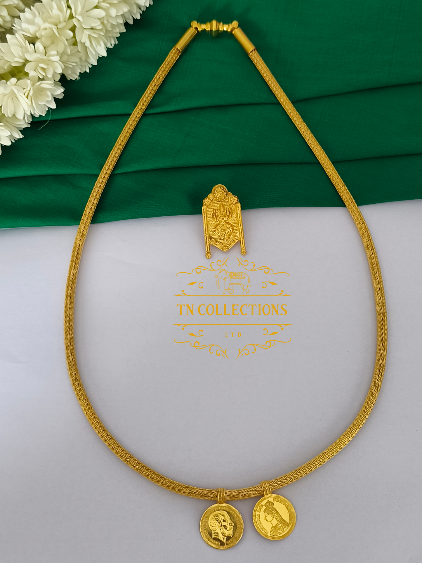 22ct Gold Plated Traditional Hindu Thalikodi with Amman thali & Coins (15- 19 Pawn thickness)