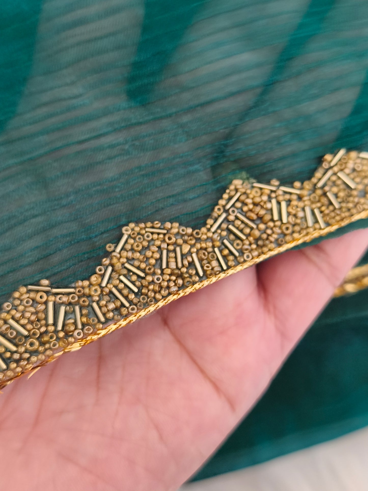 Dark green Soft Fendy Chiffon Party Saree