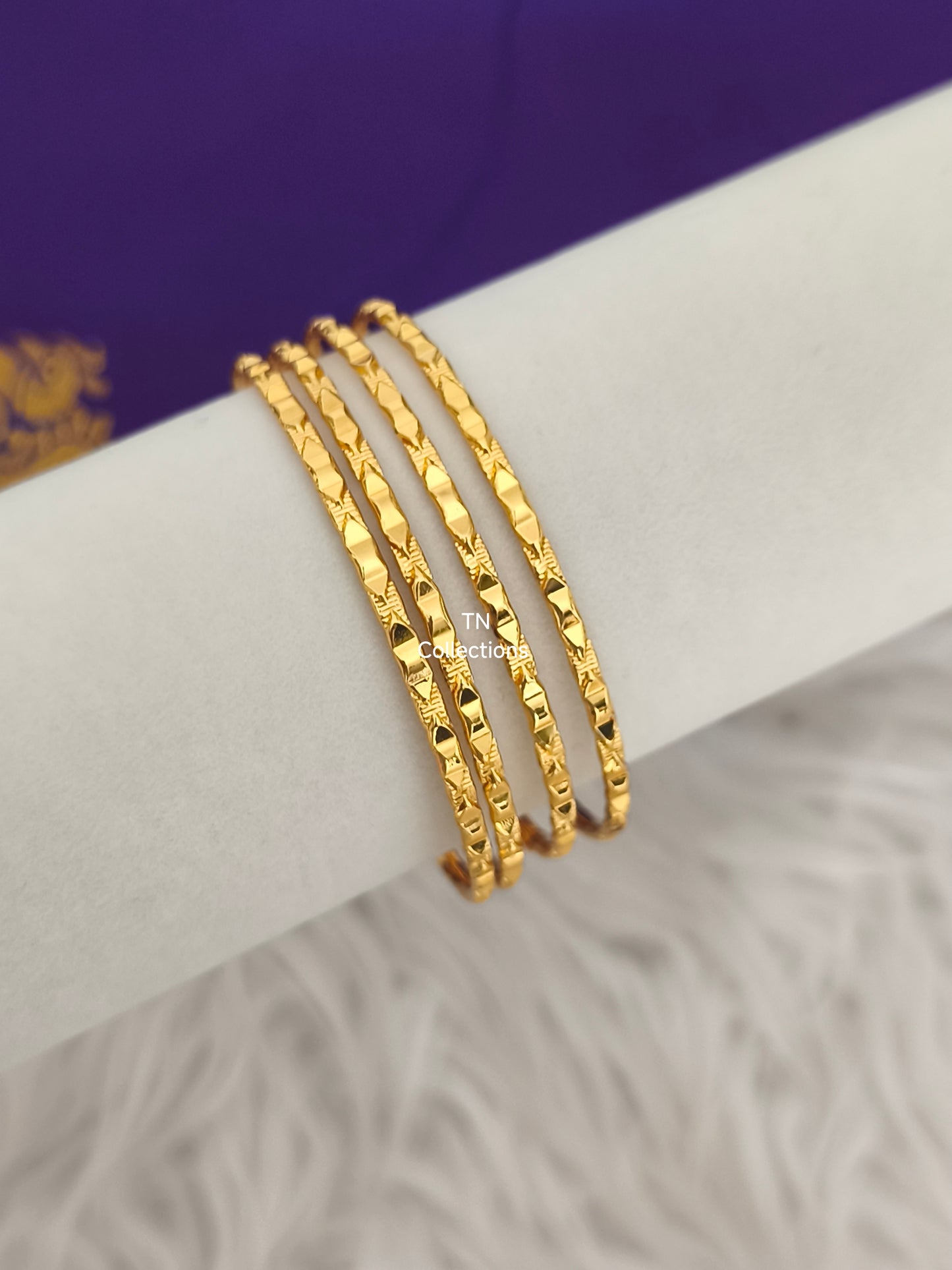Micro Gold Plated Slim Bombay Bangles Set