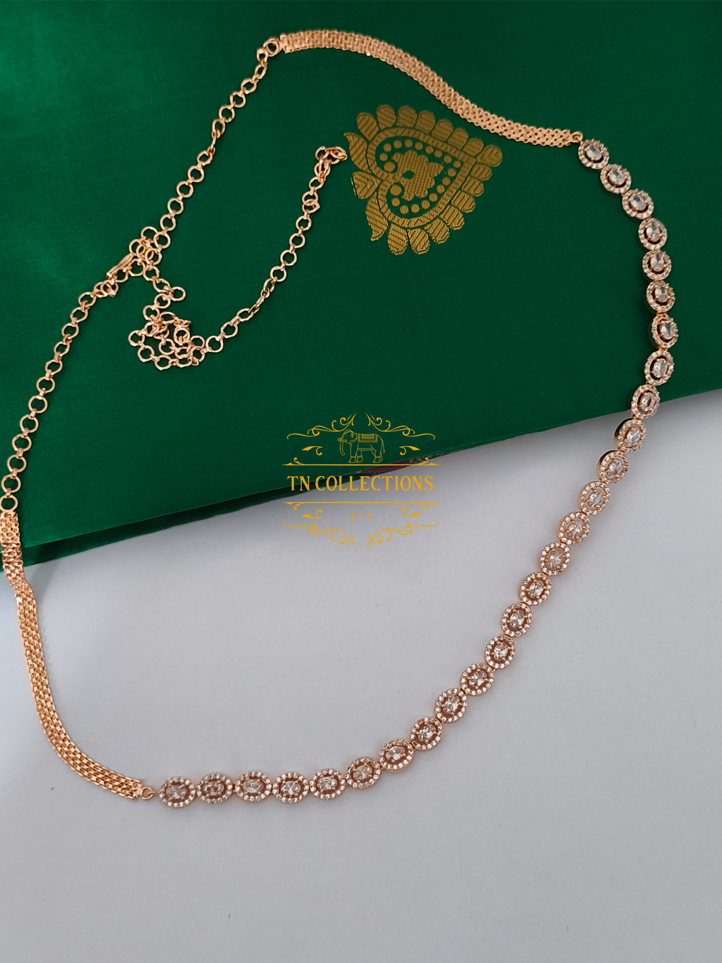 Rose Gold Finish Cz Waistchain