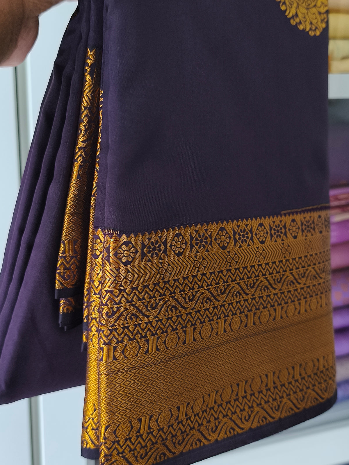Dual shade Kanchi Soft Silk Saree( Deep Plum/Aubergine)