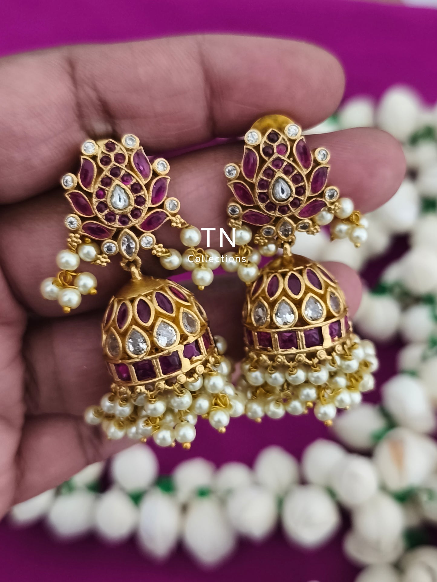 Matte Finish Lotus Earrings