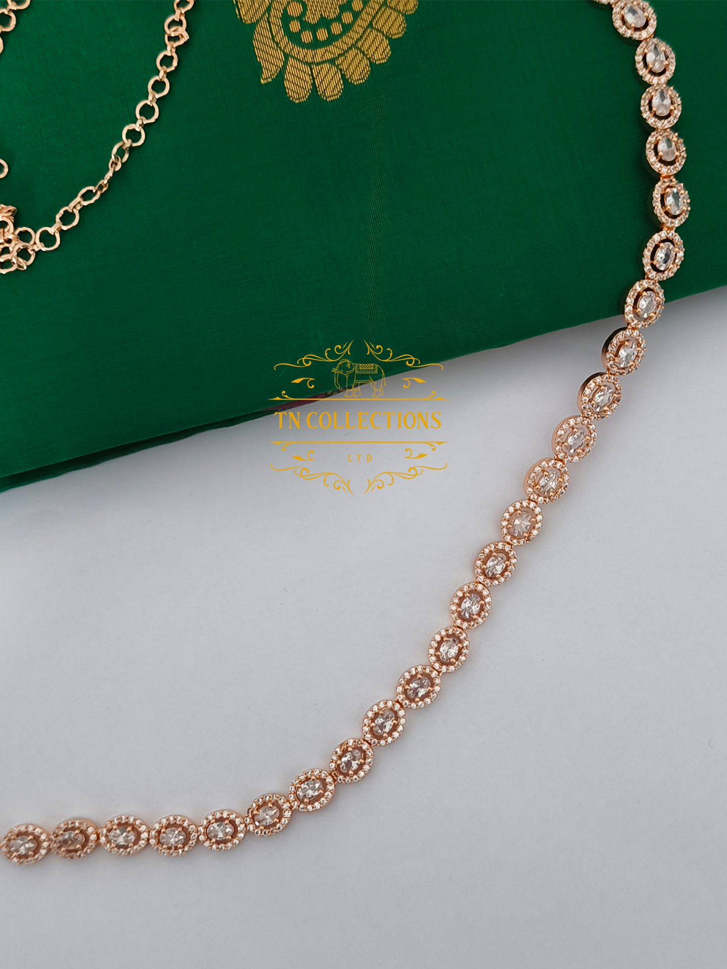 Rose Gold Finish Cz Waistchain
