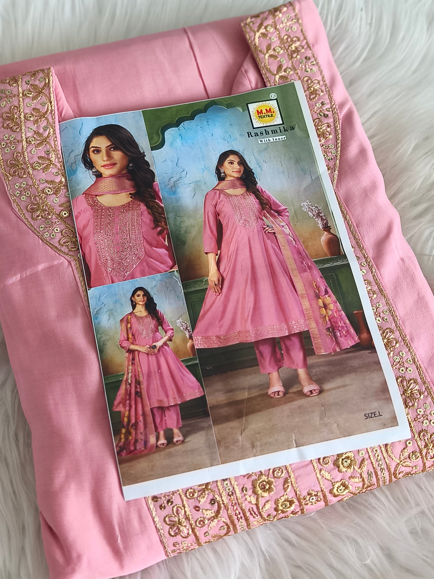 Readymade 3pcs Anarkali Type Shalwar (Baby Pink)