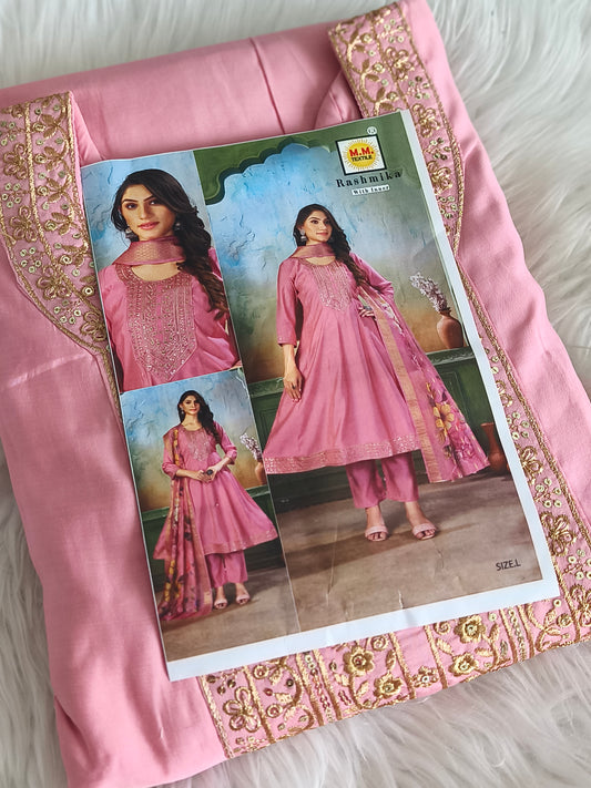 Readymade 3pcs Anarkali Type Shalwar (Baby Pink)