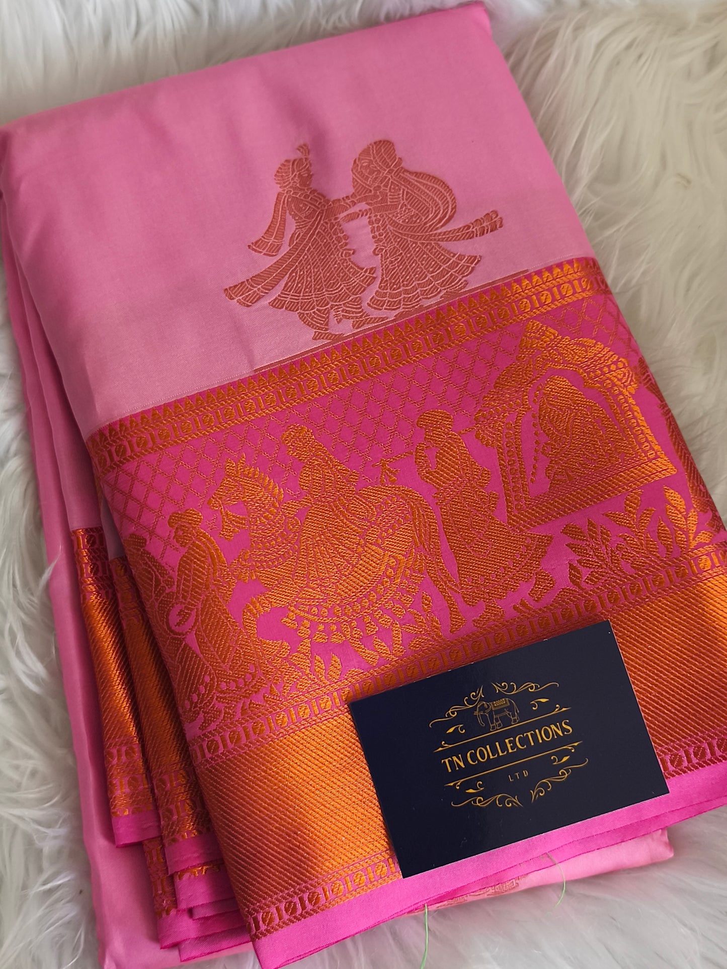 Traditional Pallakku Design Pink Kanchi Soft Silk Saree