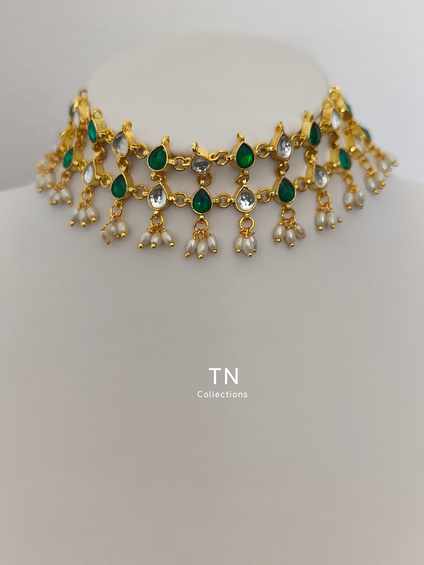 Antique gold polish Green Semi Bridal set