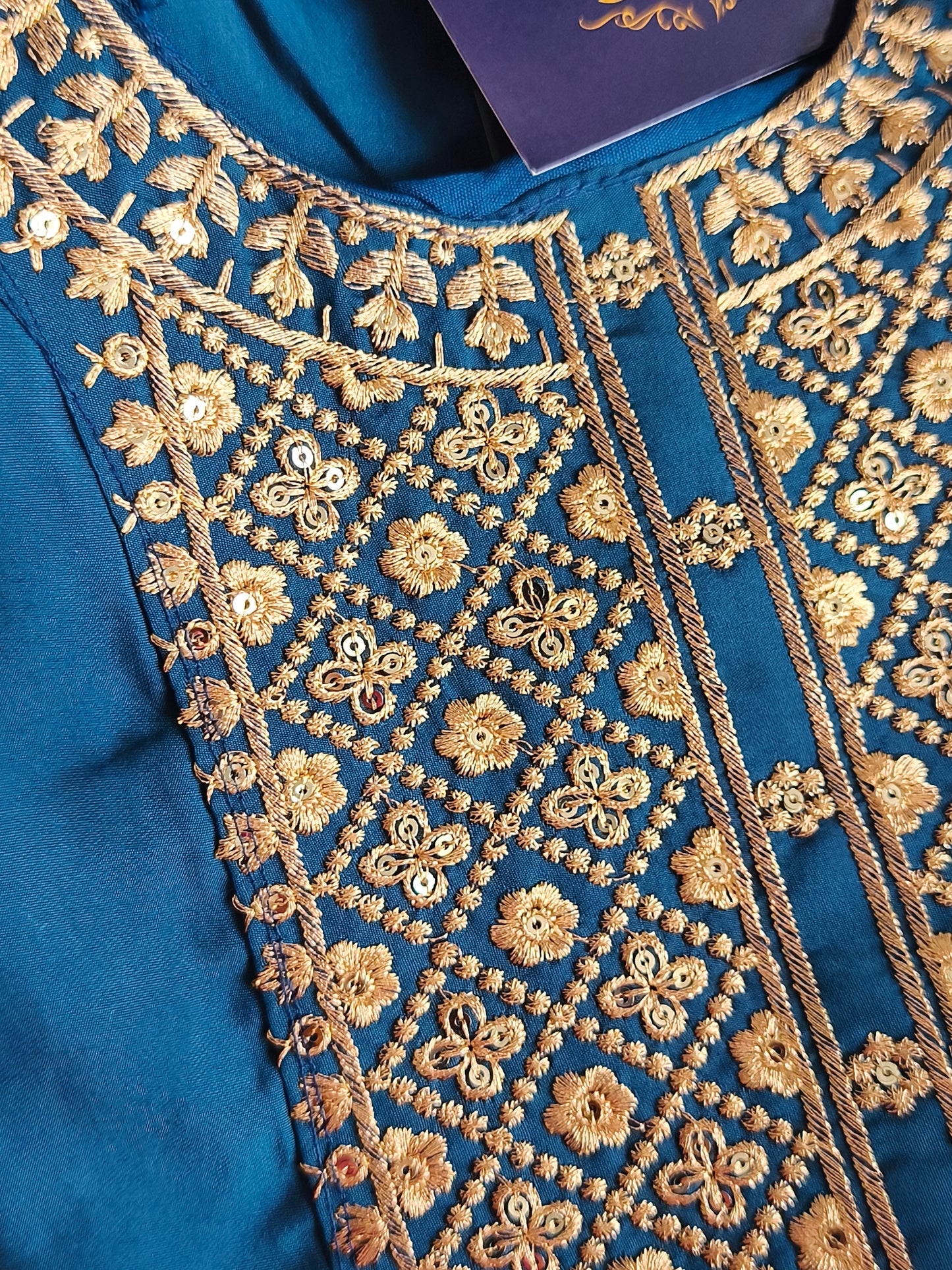 Readymade 3pcs Anarkali Type Shalwar (Navy Blue)