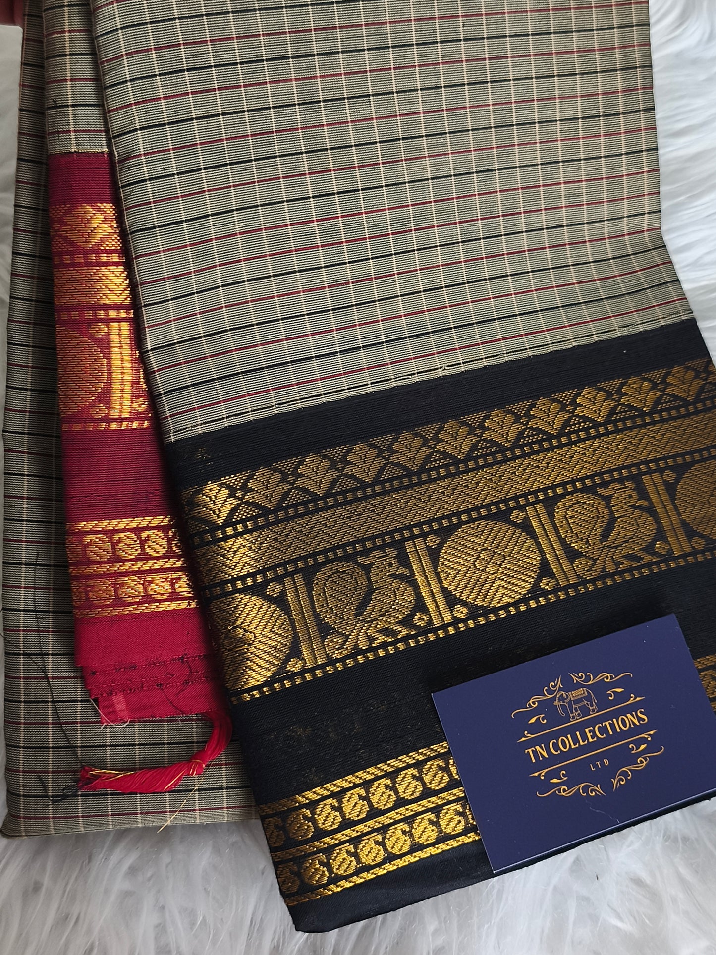 Pure Handloom kanchi cotton Kattam Saree