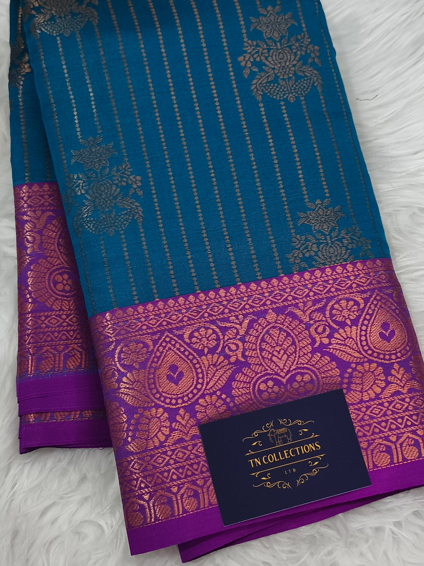 Vairaoosi Soft Silk Saree (Teal Blue)
