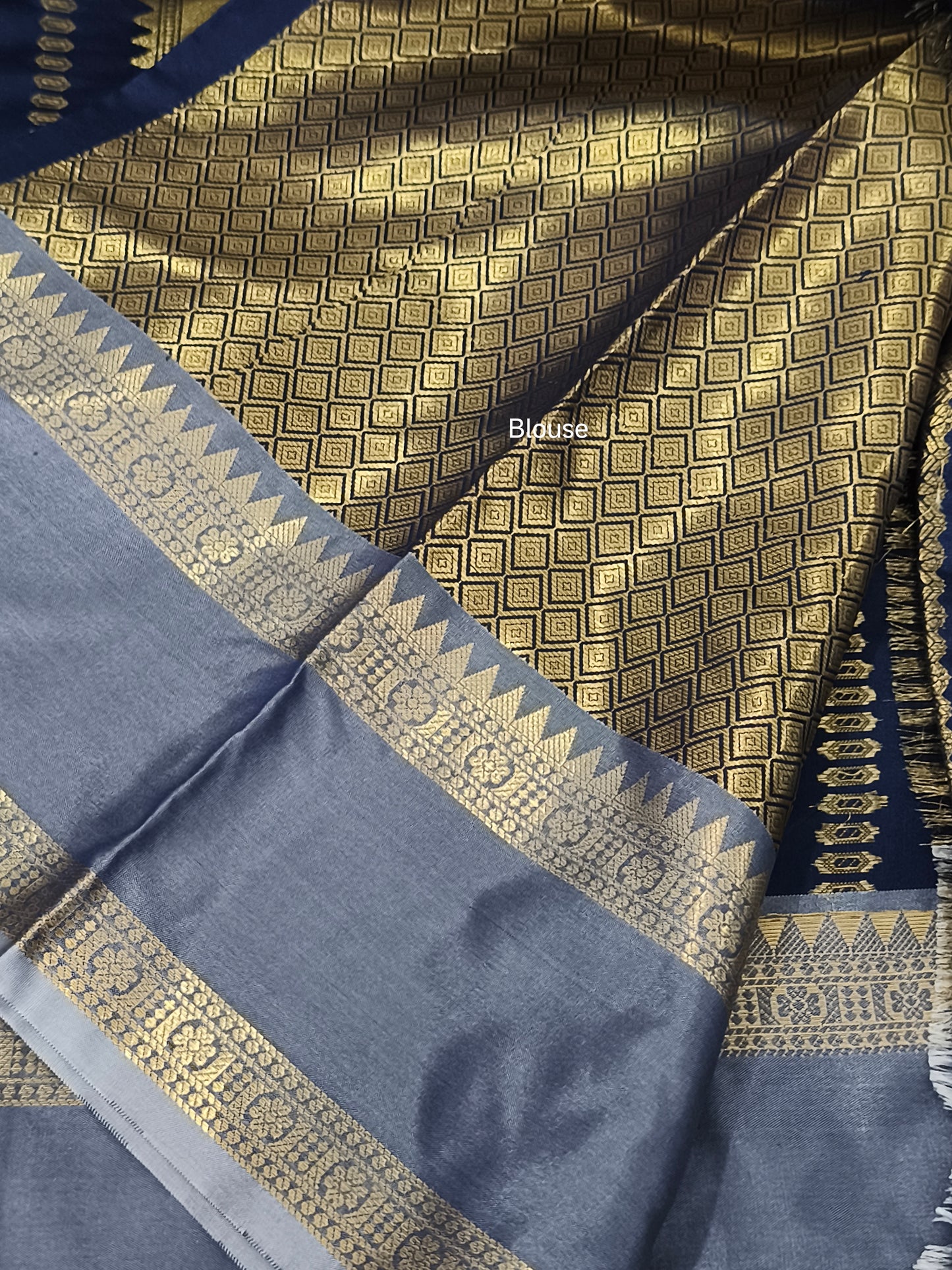 Semi Soft Silk Saree (Navy Blue)